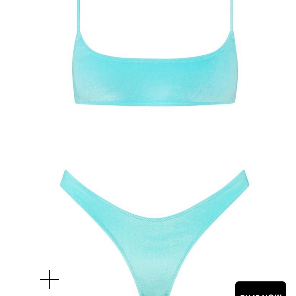 Light Blue Velvet Triangl Bikini Set